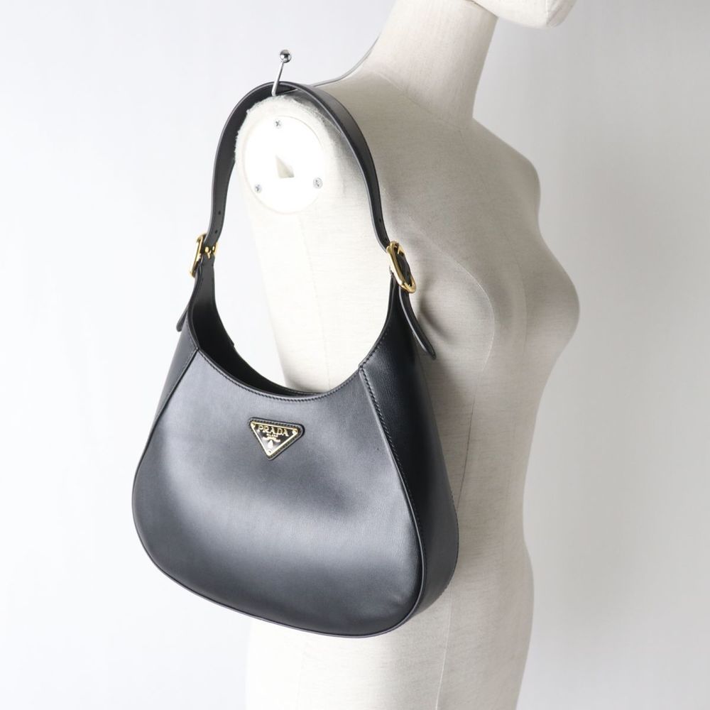 Prada Leather Hardware Triangle Shoulder Logo Gol… - image 7